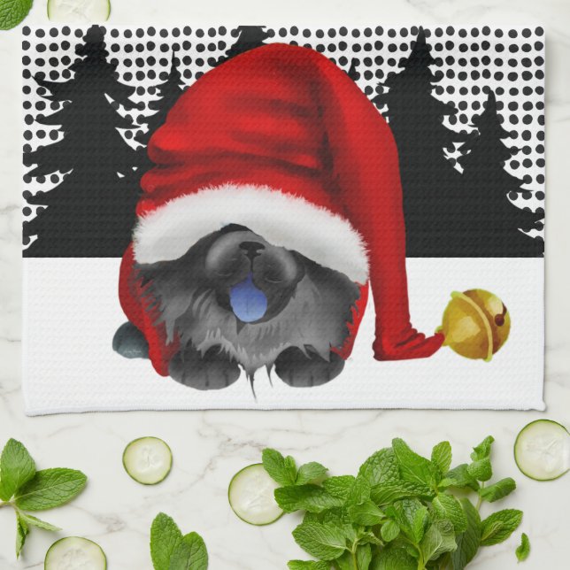 GNOME POUR LES CHOWLIDAYS Serviette de cuisine noi (Plié)