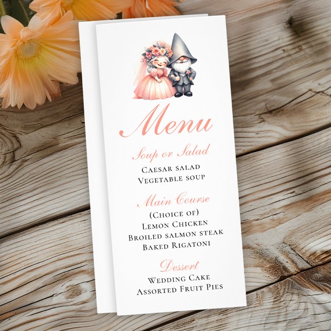Gnome Rustic Summer Garden Menu Mariage (Créateur téléchargé)