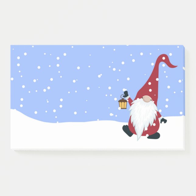 Gnome, Santa Hat, Neige, Post-it hiver Note (Devant)