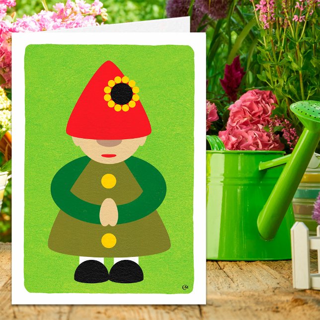 Gnome sur carte blanche verte (Créateur téléchargé)