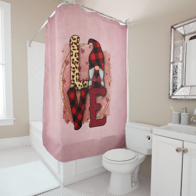 Gnome Valentine Love Home Décor Douche Rideau (En situation)