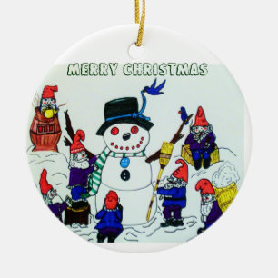 GNOMES BONHOMME DE NEIGE, ornement de NOËL