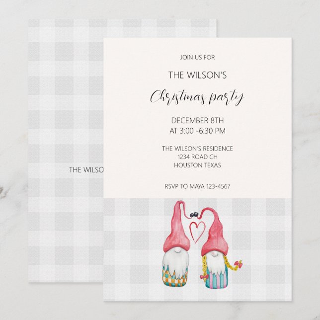 Gnomes de Noël dans l'amour aquarelle Monogramme (Devant / Derrière)