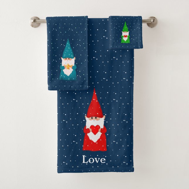 Gnomes de Noël sur fond bleu (En situation)