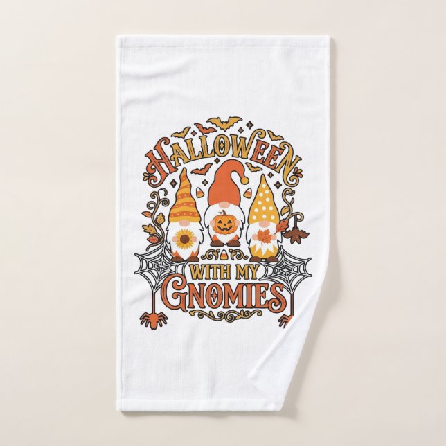 Gnomes d'Halloween Citrouille Toile d'Araignée Cha (Serviette à main)