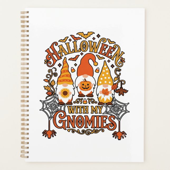 Gnomes d'Halloween Citrouille Toile d'Araignée Cha (Devant)