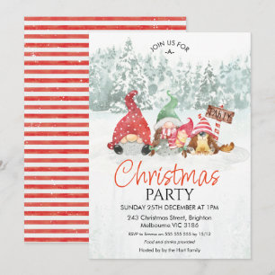 Gnomes Famille avec bébé Noël Fête Invitation