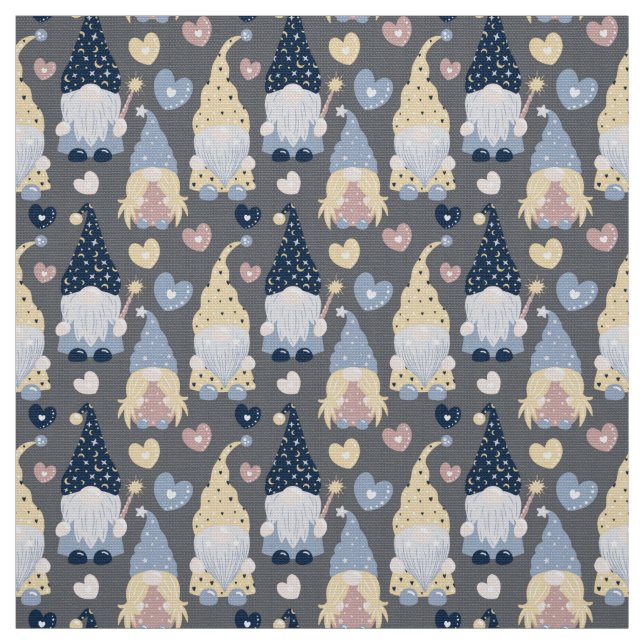 Gnomes mignonnes sur tissu gris par le quartier gr (Échantillon)