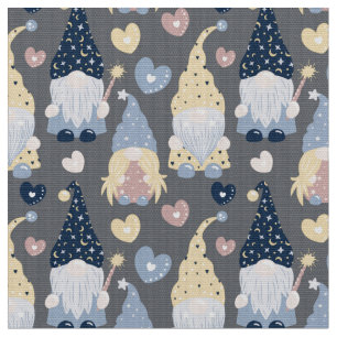 Gnomes mignonnes sur tissu gris par le quartier gr
