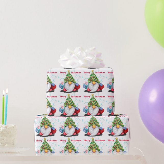 Gnomes mignons avec cadeau papier enveloppant Noël (Cadeaux de fête)