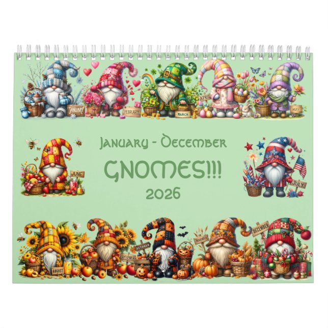 Gnomes mignons en Casquette 2026 Calendrier - Ador (Protection)