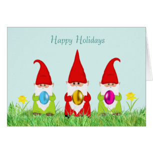 Gnomes mignons tenant des oeufs de Pâques