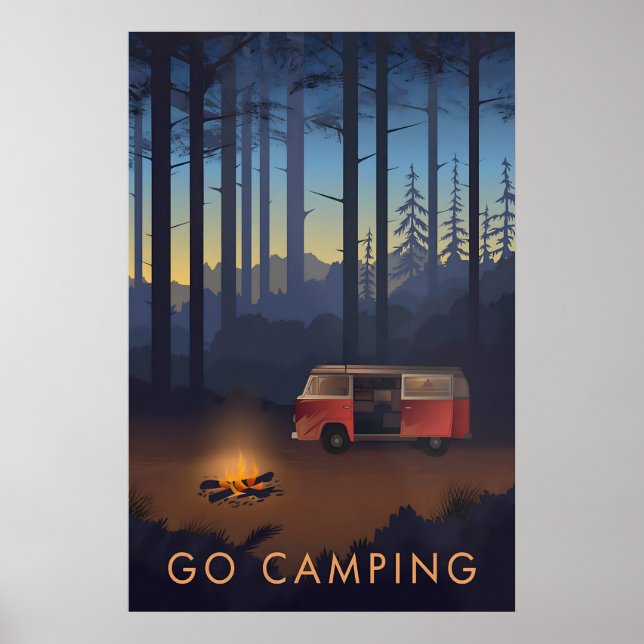 Go Camping Travel Poster Campervan Version (Devant)