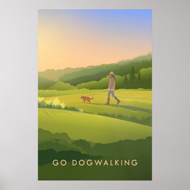 Go Dog Walking Travel Poster (Devant)