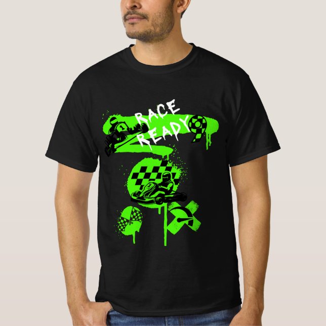 Go Kart Racing T-shirt Graffiti "Race Ready" (Devant)