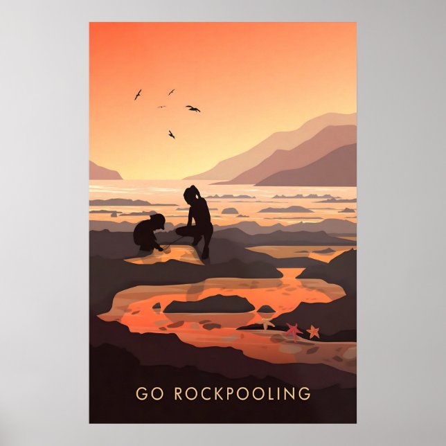 Go Rockpooling Seaside Travel Poster (Devant)