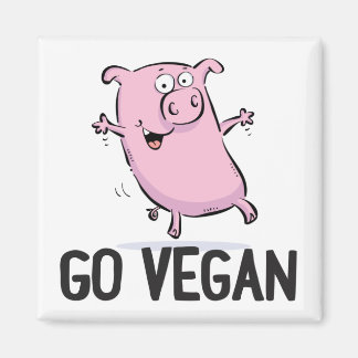 Go Vegan Magnet avec porc