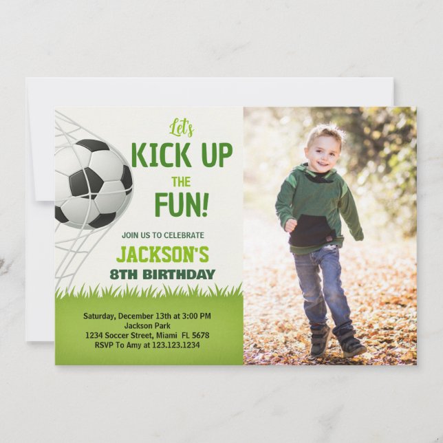 Goal! Soccer Anniversaire Invitation avec photo (Devant)