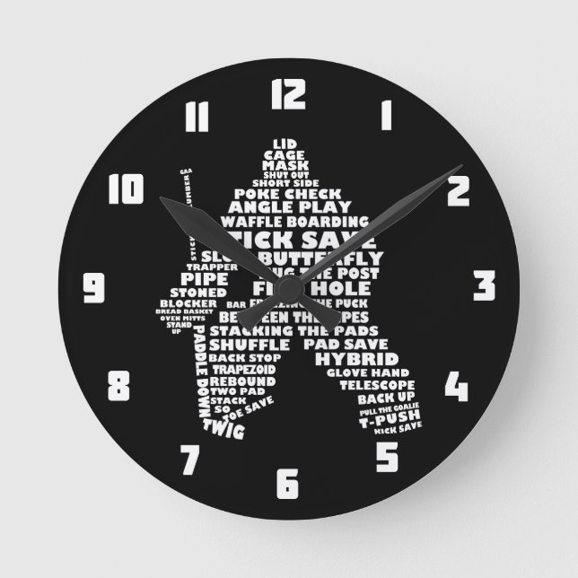 Goalie de hockey sur glace Texte Art Horloge ronde (Recto)
