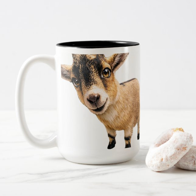 Goat Cute Peeking Coffee Mug (Avec donut)