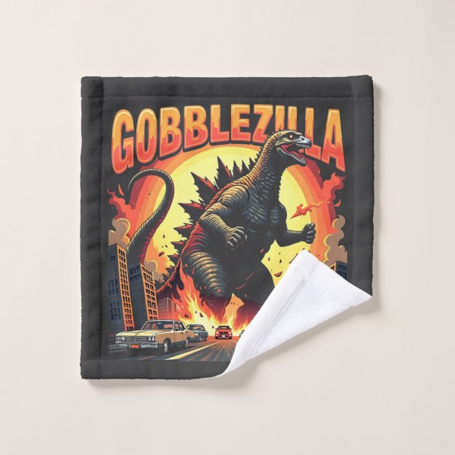 Gobblezilla Éffrayant Turquie Thanksgiving Gobble (Gant de toilette)