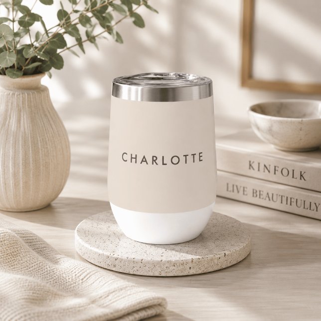 Gobelet à vin personnalisé beige moderne (Créateur téléchargé)