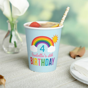 Gobelet Bleu Anniversaire Filles Ciel Arc-en-Ciel