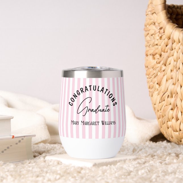 Gobelet de boisson à rayures roses pour la remise  (Salon (pivotée))
