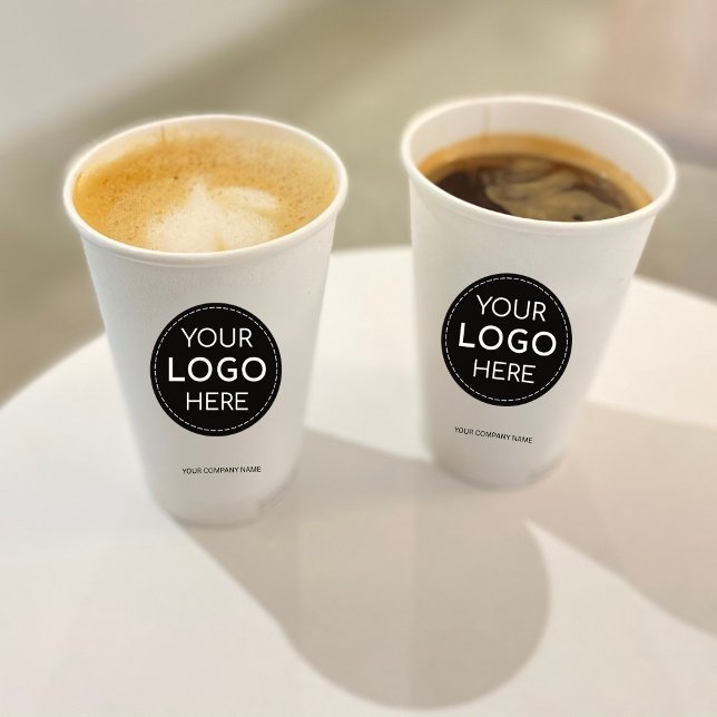 Gobelet en papier 8oz logo d'entreprise blanc mode (Créateur téléchargé)