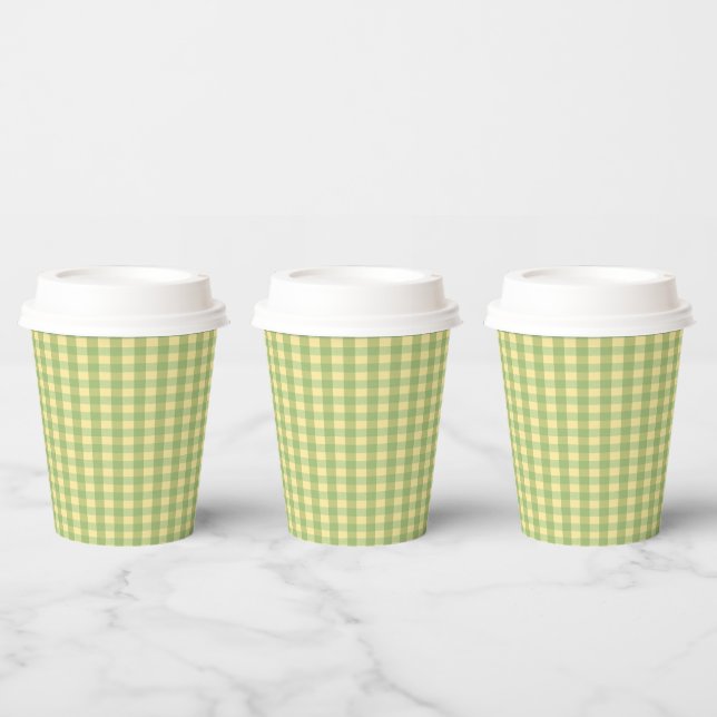 Gobelet en papier à motif gingham été citron (Multi)