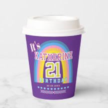 Gobelet en papier arc-en-ciel 21e anniversaire vio