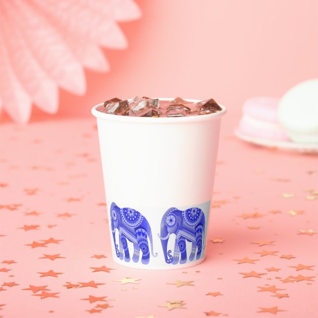 Gobelet en papier BOIRE AVEC UN ÉLÉPHANT BLEU FROI (Insitu)