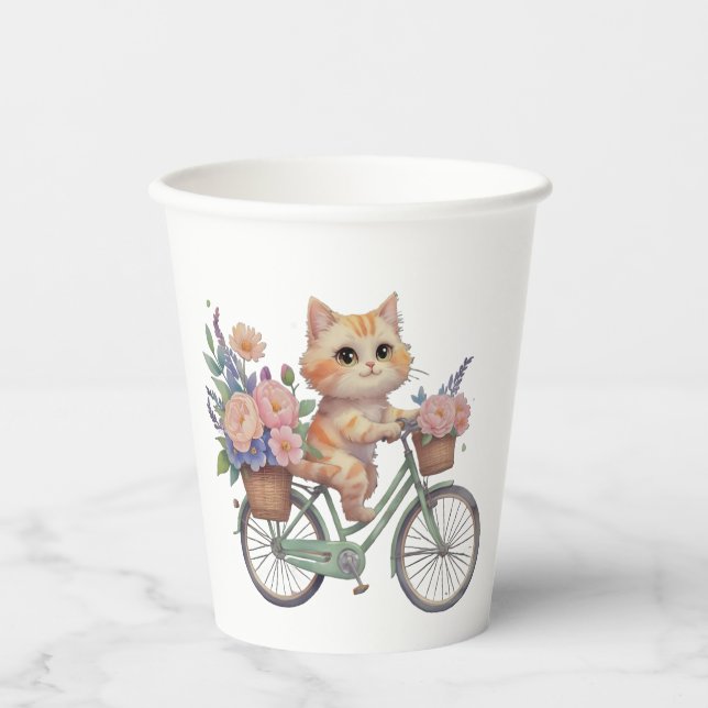Gobelet en papier Chat Mignon – Déco de vélo flora (Recto)