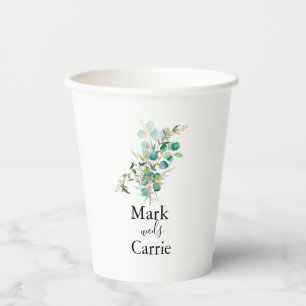 Gobelet en papier de mariage à verdure rustique d'