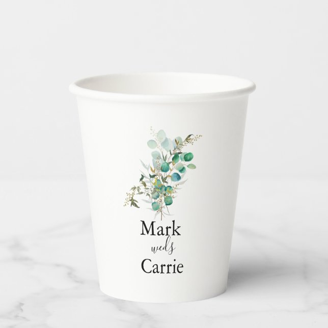 Gobelet en papier de mariage à verdure rustique d' (Recto)