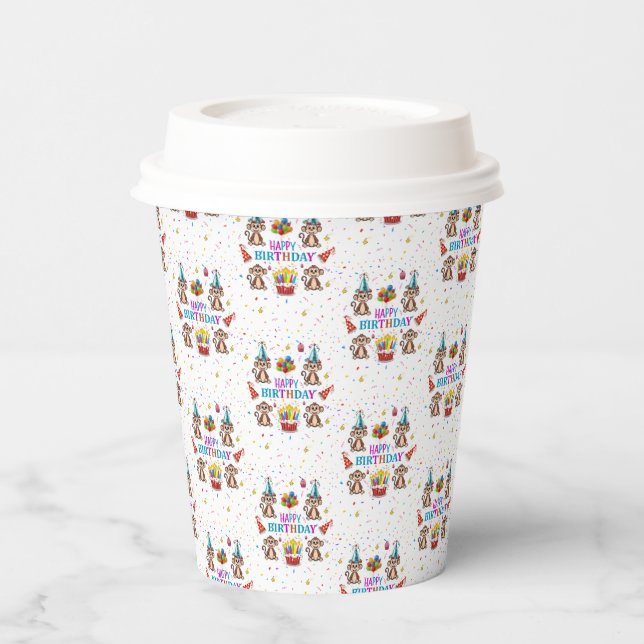 Gobelet en papier joyeux anniversaire Cupcake sing (Gauche)
