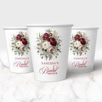 Gobelet en Papier Mariage Fleur Marron Luxueux Dor
