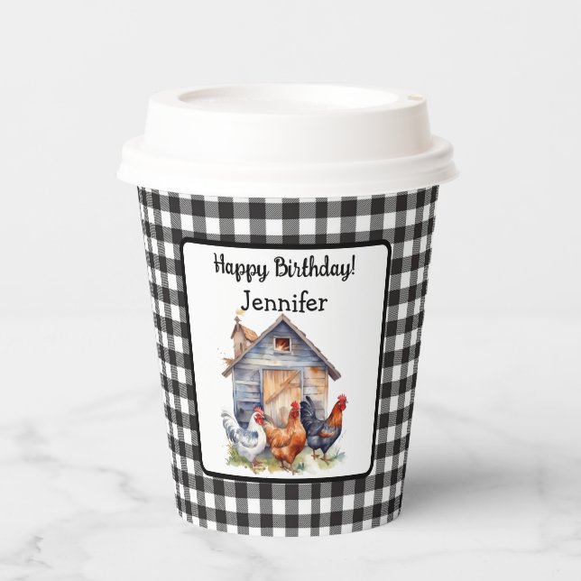 Gobelet en papier pour anniversaire Coq Style Ferm (Recto)