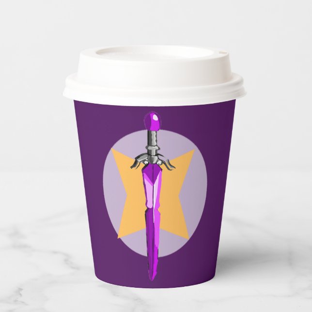 Gobelet en papier pour anniversaire Épée Violette (Recto)