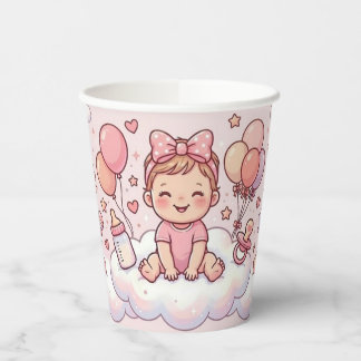 Gobelet en papier pour baby shower fille