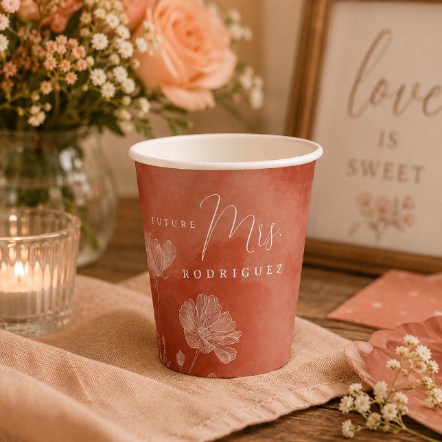 Gobelet en papier pour la douche de mariée « Tombe (Future Mrs. celebration setting paper cups)
