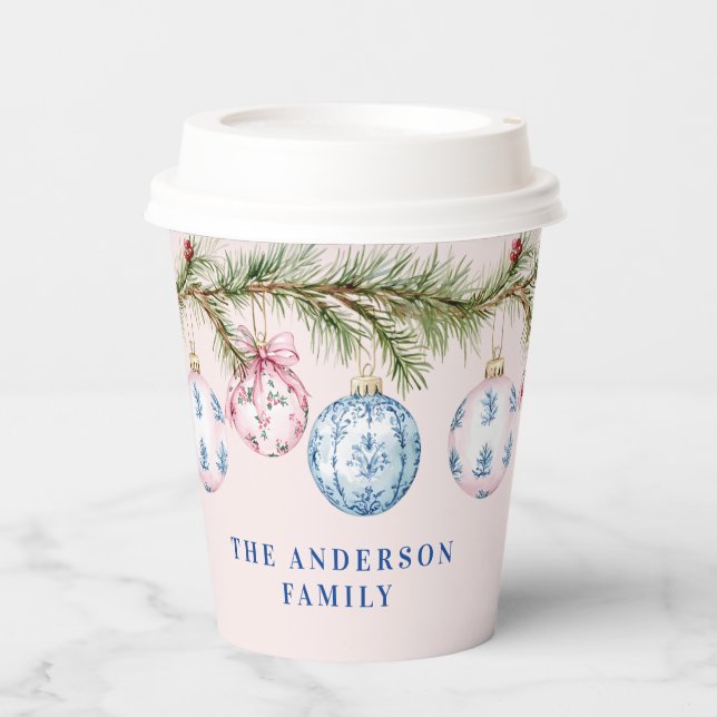 Gobelet en papier Rose et Bleu Grandmillennial (Recto)