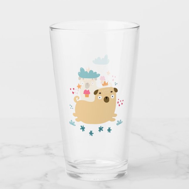 Gobelet en verre Happy Puggy (Devant)