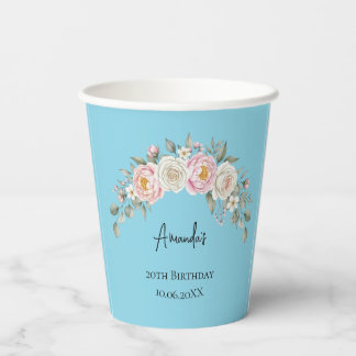 Gobelet Jetable Personnalisé Floral Rose Élégant