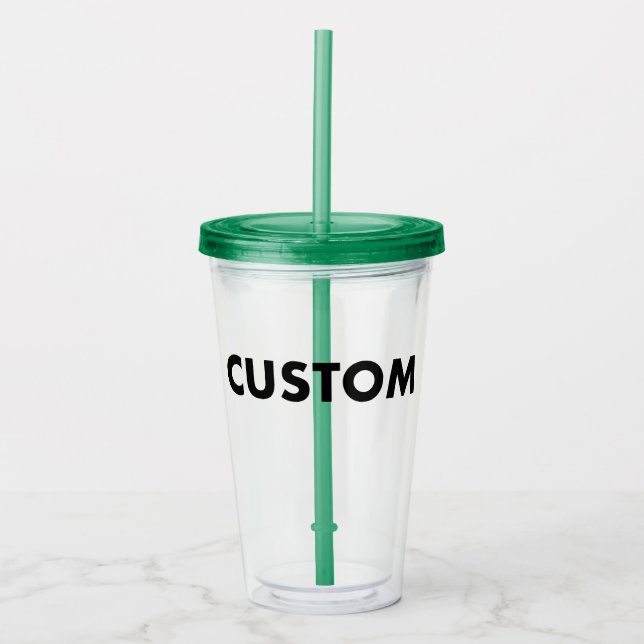 Gobelet personnalisé en acrylique vert avec couver (Devant)