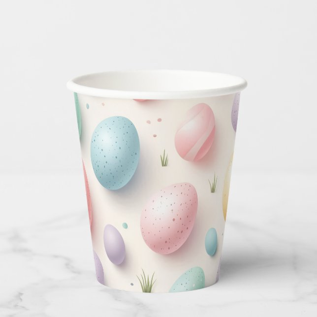 Gobelets de fête en papier œuf pastel (Recto)
