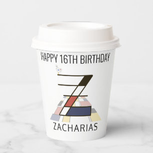 Gobelets En Papier С ool Neoplasticism Style Monogramme. Lettre Z