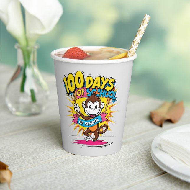 Gobelets En Papier 100 jours de fête du singe à l'école (Insitu)