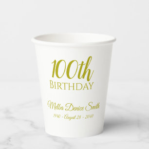 Gobelets En Papier 100e anniversaire Coupes papier de fête personnali