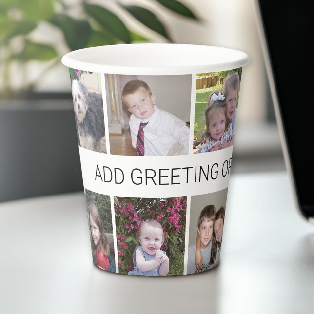 Gobelets En Papier 12 Collage Instagram avec une ligne de texte (Photo Paper Cup)